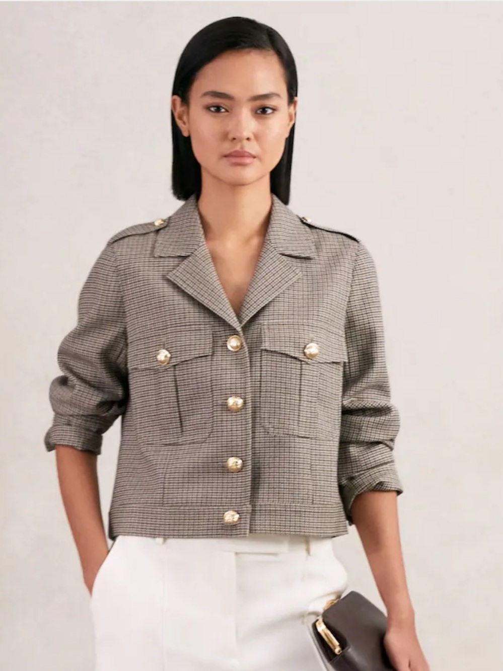 Reiss Jacque Wool Twin Pocket Cropped Jacket Size 8